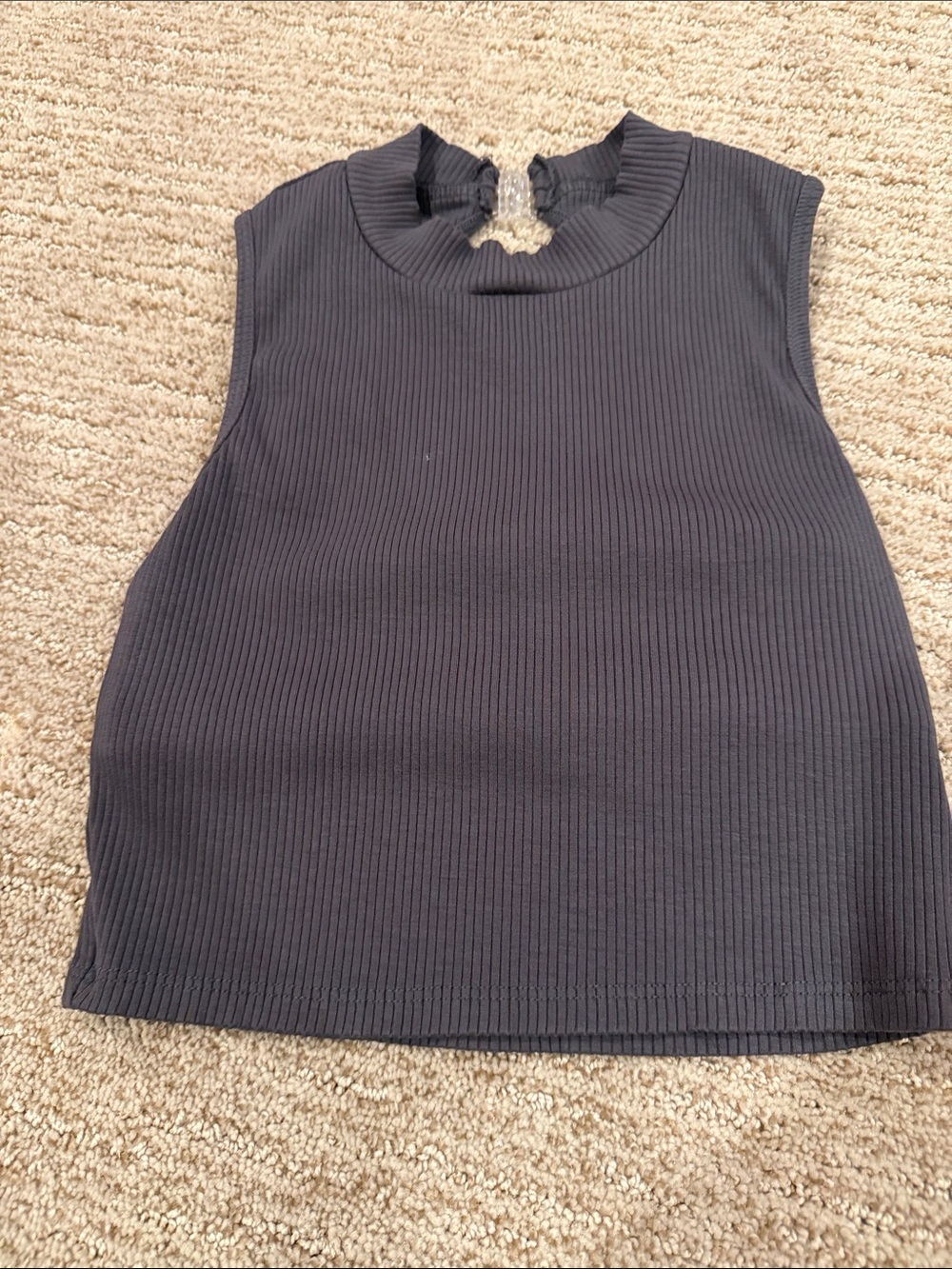 Tiger Friday Ribbed Mock Neck Sleeveless Tank - Black